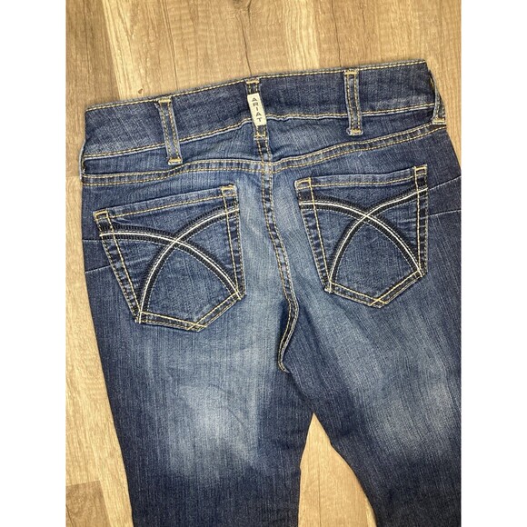 Ariat Jeans Womens 28R Blue Real Riding Low Rise Boot Cut Whipstitch Cowgirl 32 - Picture 1 of 8